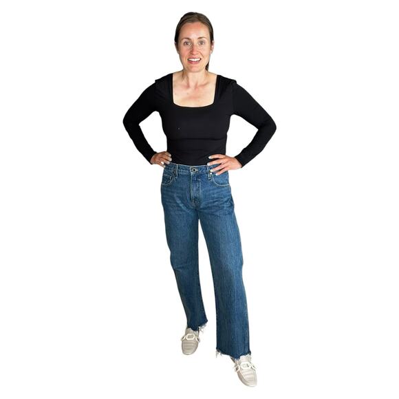 KHAITE Kerrie Jean Straight Leg Ankle Length Frayed Hems Women's Size 27 Denim - Picture 1 of 10